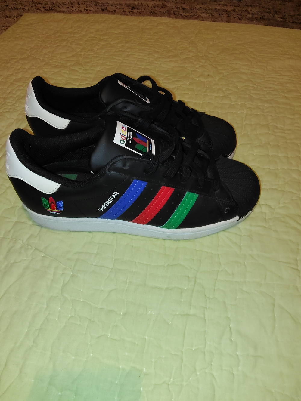 adidas Black Sneakers with Blue, Red & Green Stripes